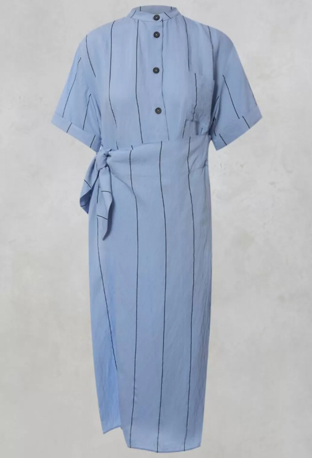 Dresses^Crea Concept Midi Shirt Dress With Tie Over In Blue And Black Stripe