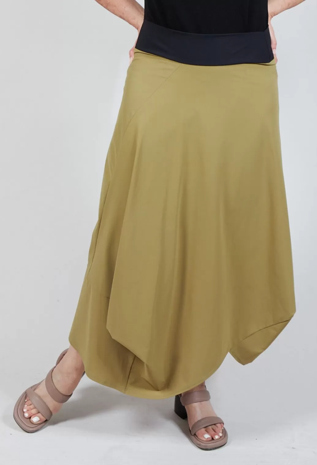 Skirts^Sarah Pacini Midi Skirt With Asymmetric Tulip Hem In Green