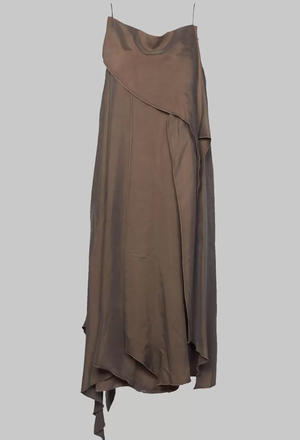 Dresses^T.ba Multilayed Dress With Asymmetric Neckline In Khaki