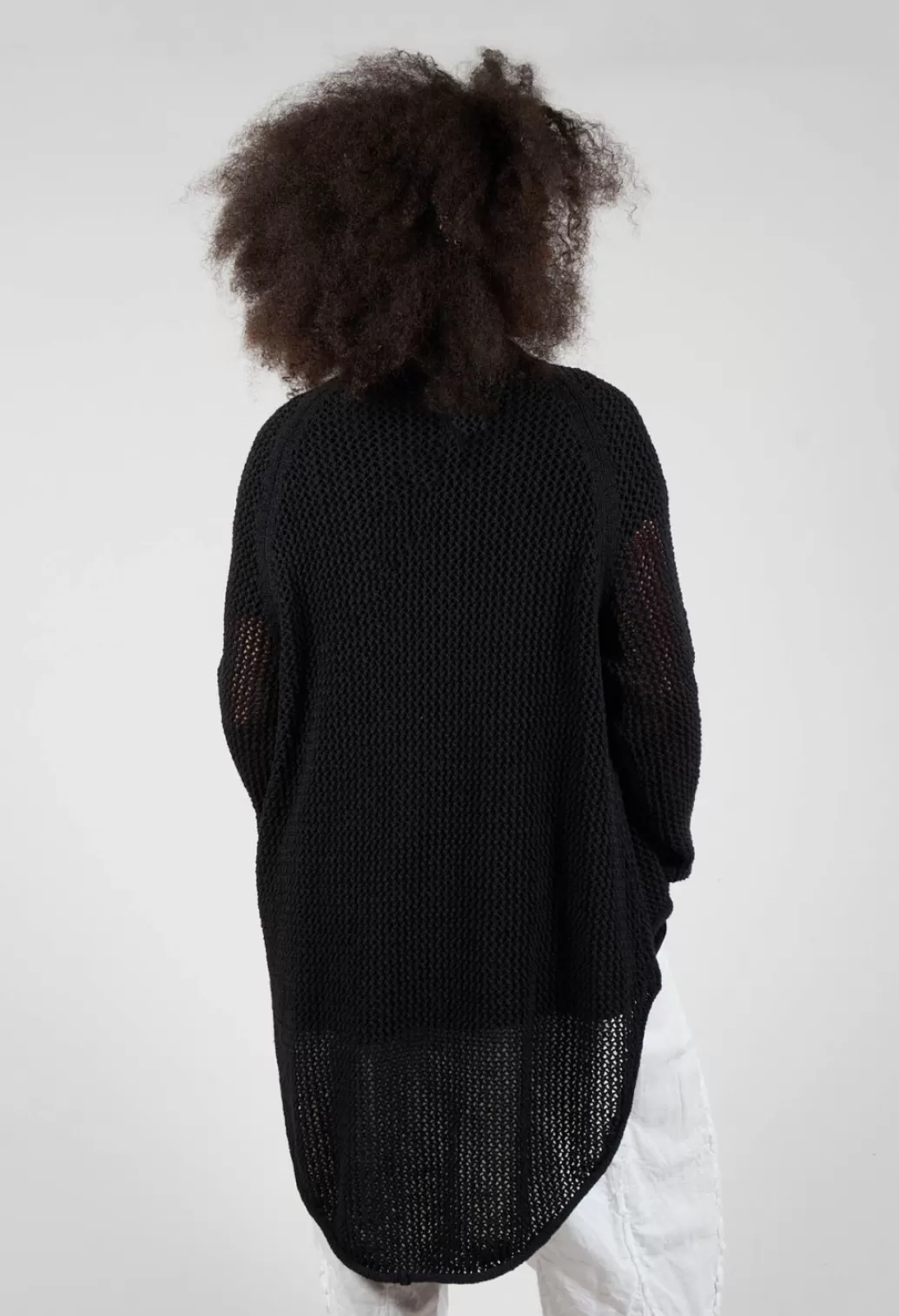 Cardigans^Rundholz Black Label Open Weave Cardigan With High Low Hem In Black