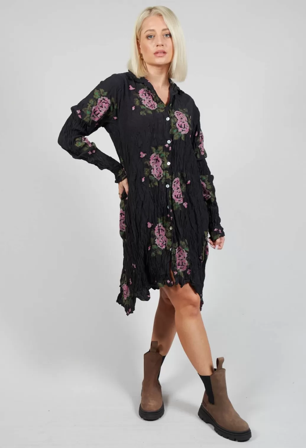 Dresses^Privatsachen Origihell Crinkled Shirt Dress In Kaviar Black