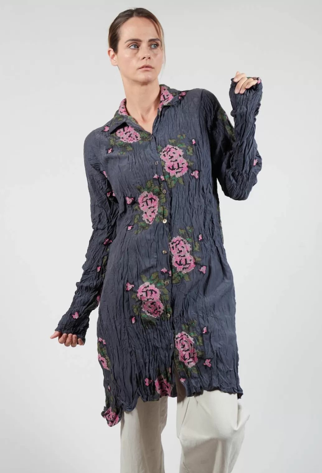 Dresses^Privatsachen Origihell Crinkled Shirt Dress In Versteck Blue