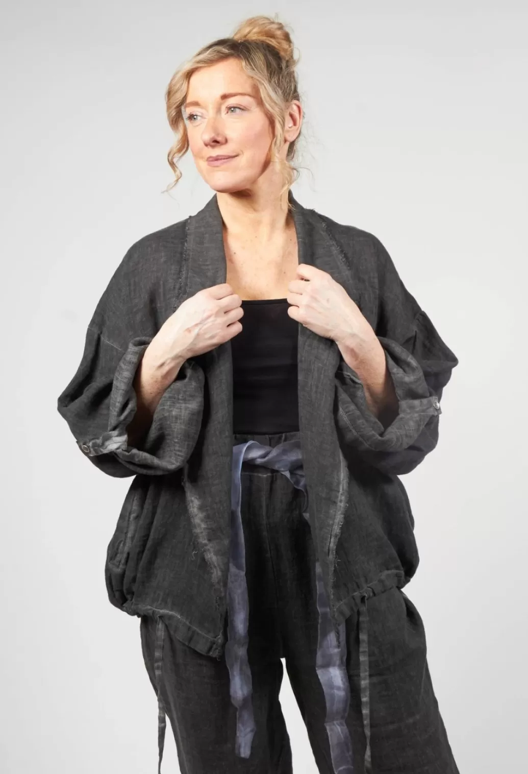 Jackets^Sanctamuerte Oversized Linen Jacket In Antrcite