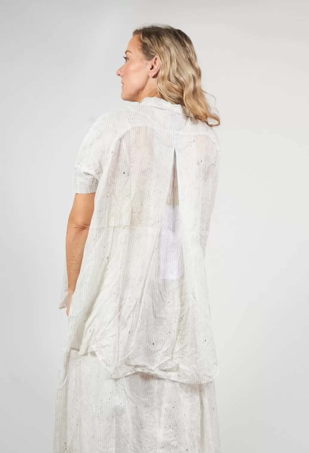 Shirts & Blouses^Rundholz Black Label Oversized Short Sleeved Shirt In Pearl Stripe