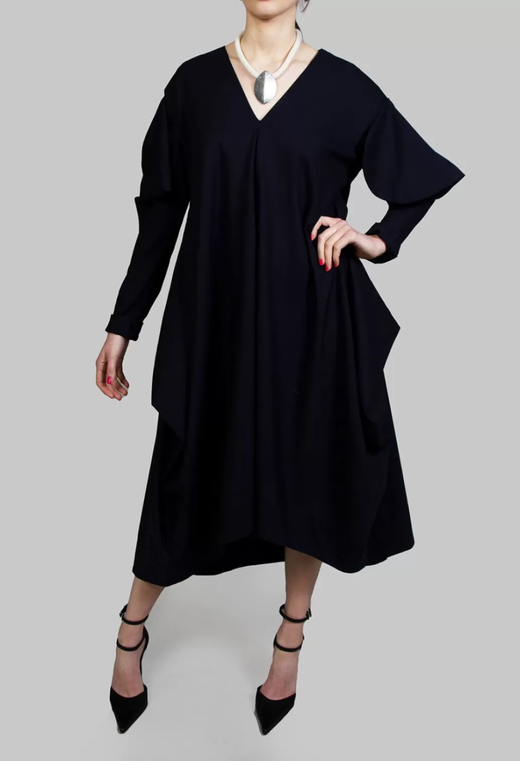 Dresses^Malloni Oversized V Neck Dress With Puff Sleeves In Kao Bleu
