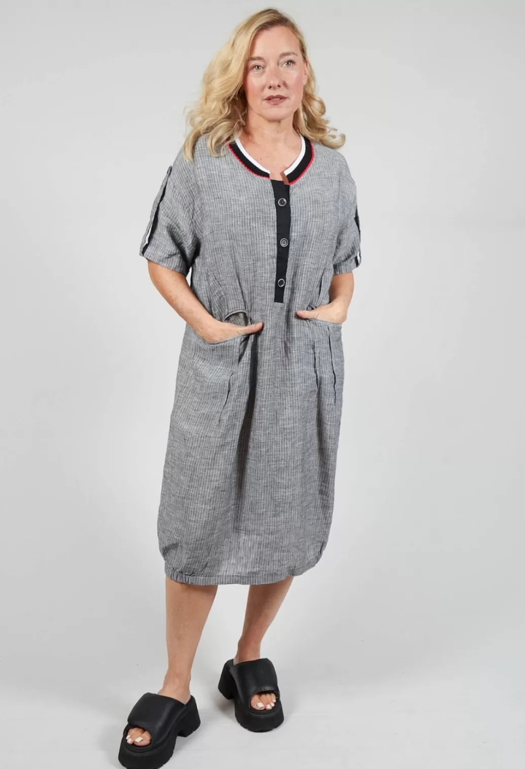 Dresses^Crea Concept Pinstripe Dress In Grey