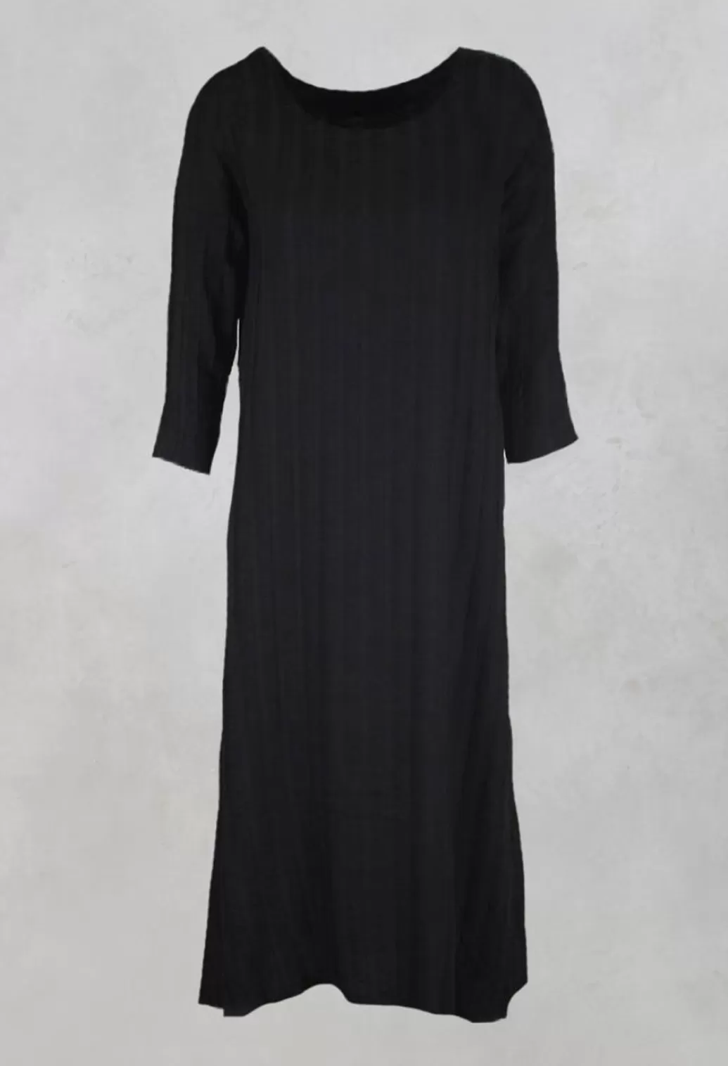 Dresses^Out of Xile Plain Dress With Stitched Stripe In Black