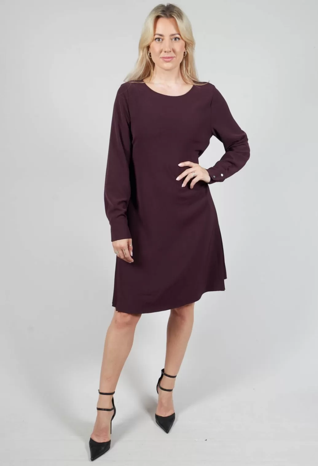 Dresses^Beatrice B Pleated Shift Dress In Plum