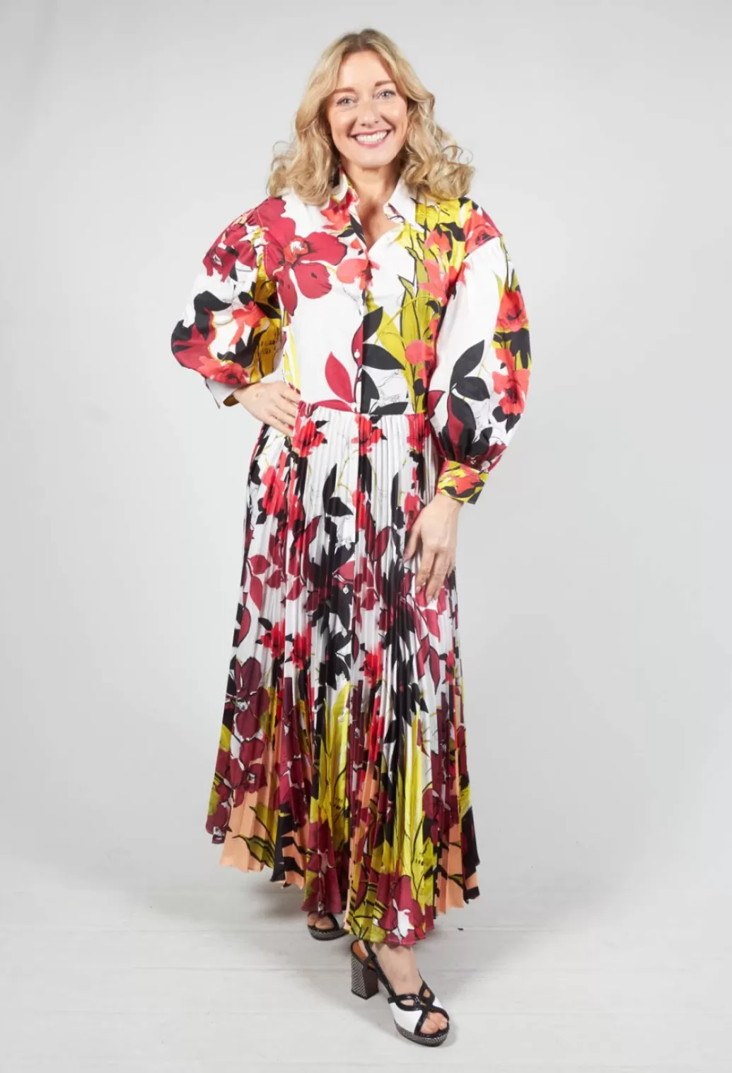 Dresses^Sara Roka Pleated Shirt Dress In Idem/Floral Jungle