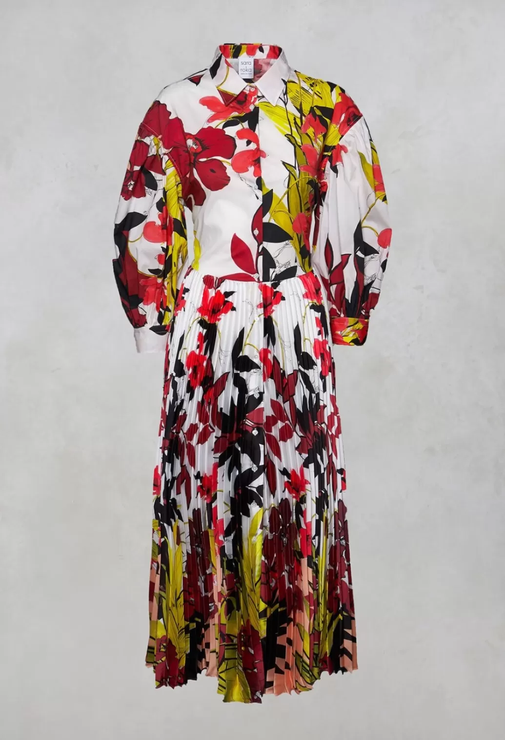 Dresses^Sara Roka Pleated Shirt Dress In Idem/Floral Jungle