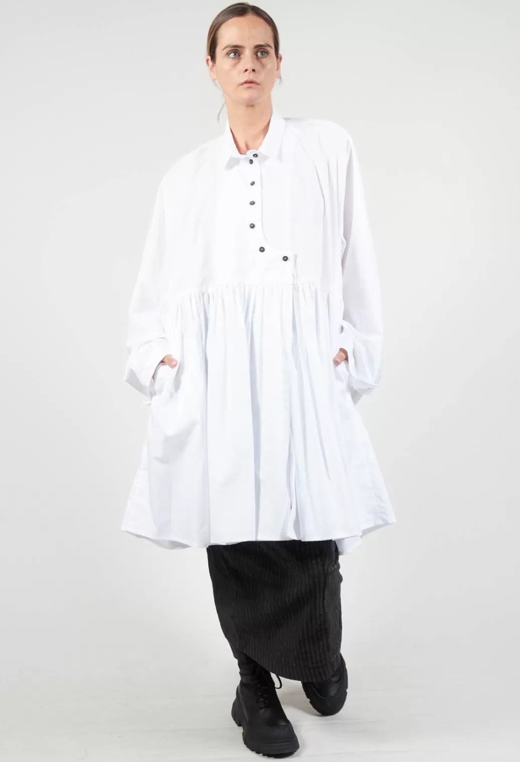 Dresses^Rundholz Mainline Pleated Shirt Dress In White