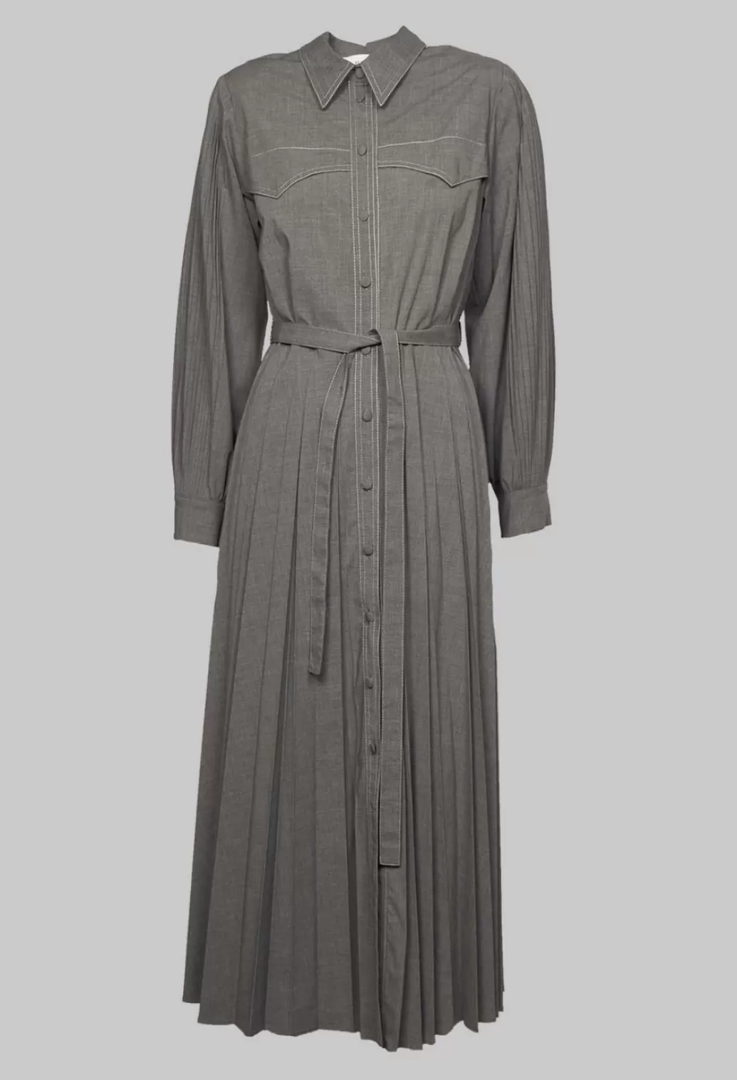 Dresses^Beatrice B Pleated Shirt Dress With Long Sleeves In Grey