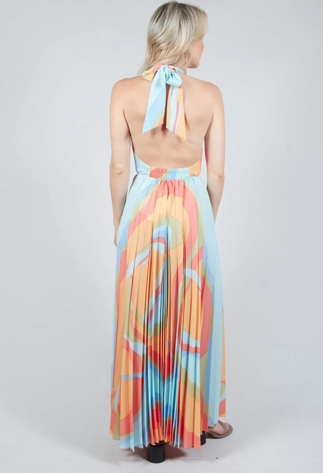 Dresses^Beatrice B Pleated Silk Maxi Dress In Shades Print