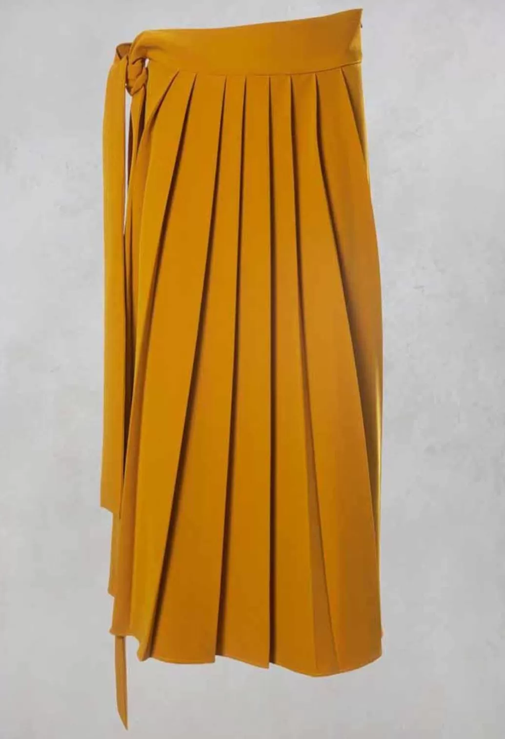 Skirts^Niù Pleated Skirt With Sash In Mustard