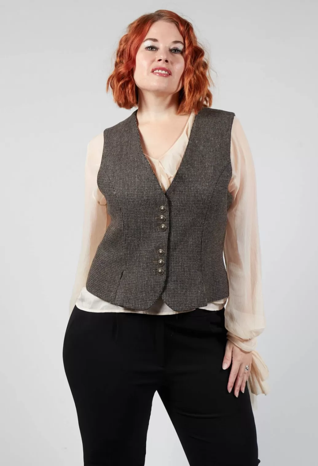 Jackets^T.ba Pleated Waistcoat In Tweed