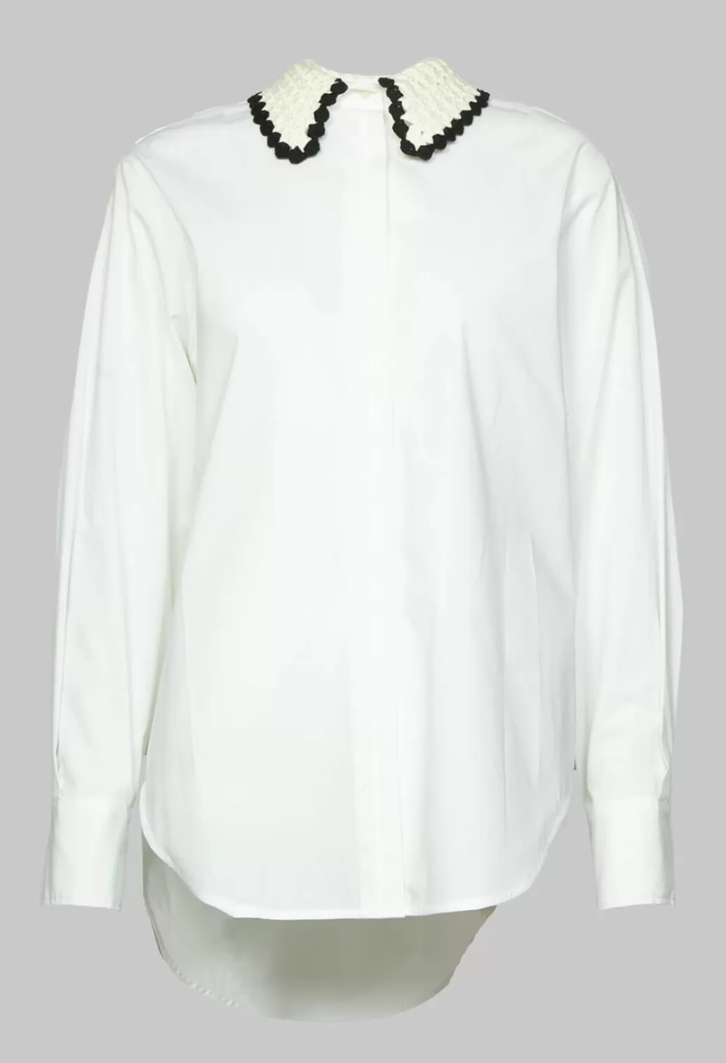 Shirts & Blouses^Beatrice B Poplin Cotton Shirt With Knitted Collar In White