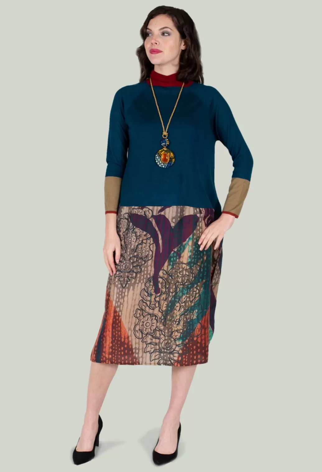 Dresses^Traces of Me Poppy Turtle Neck Dress In Winter Rain Multicolor