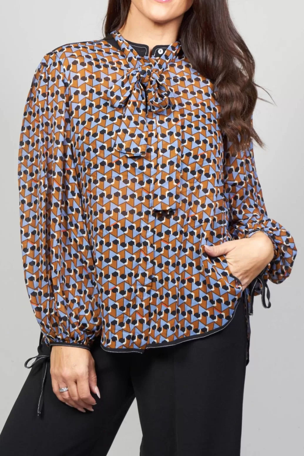 Shirts & Blouses^Beatrice B Printed Blouse In Brown