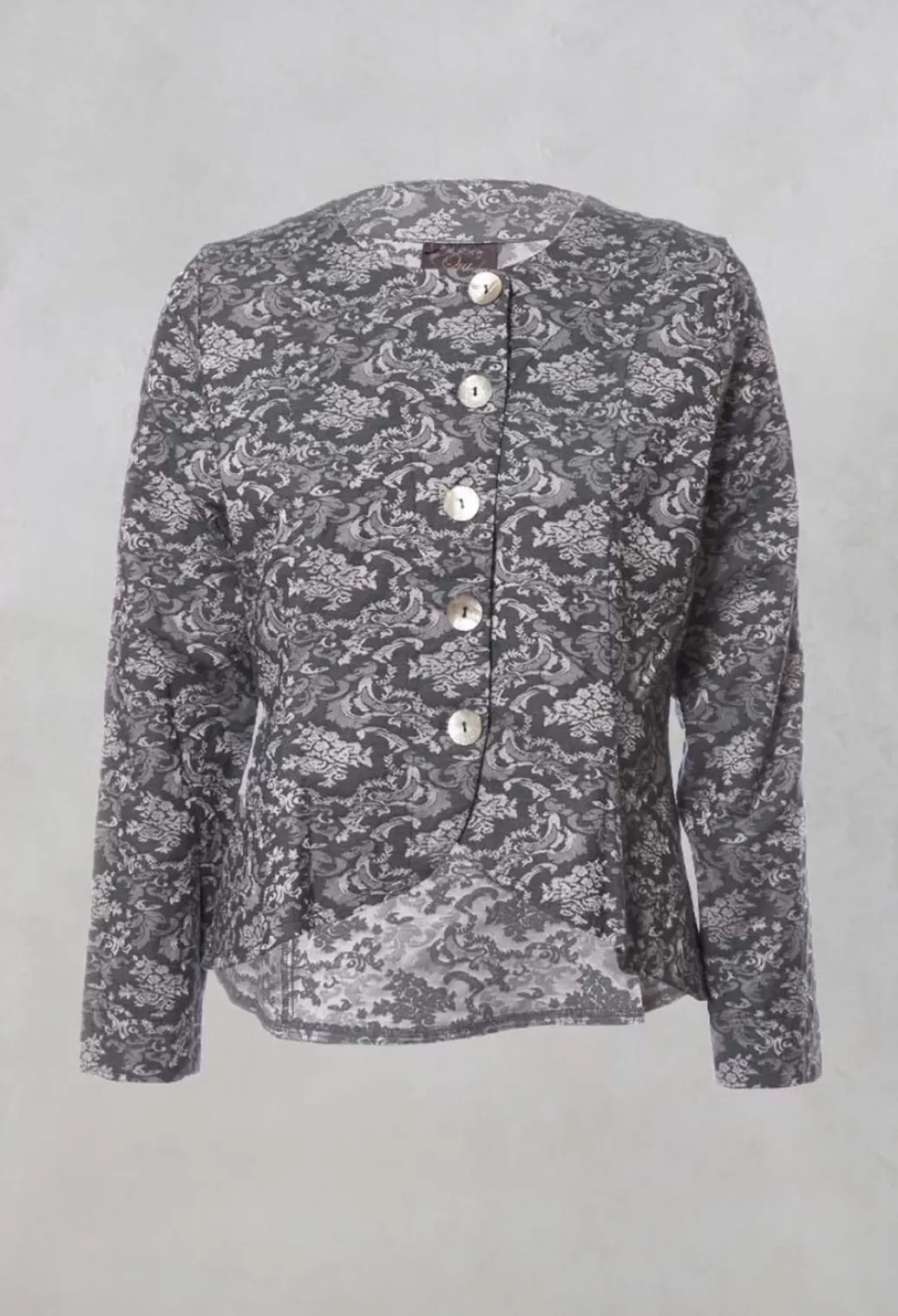 Coats^Out of Xile Printed Collarless Cropped Jacket In Charcoal