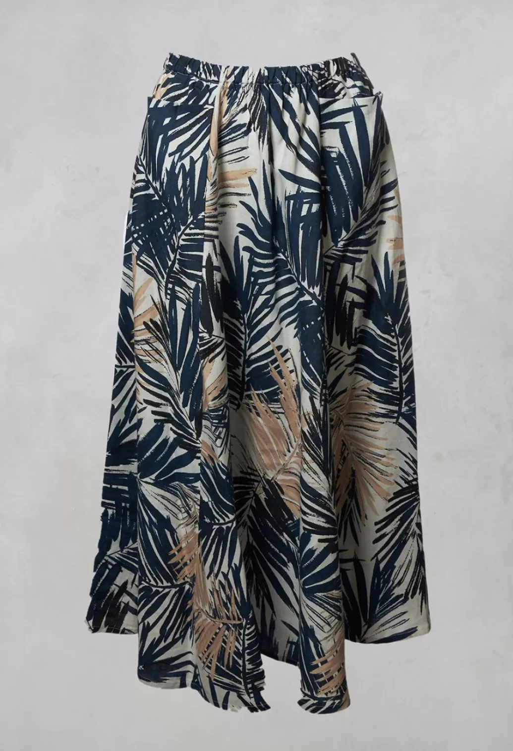 Skirts^Out of Xile Printed Linen Maxi Skirt In Navy