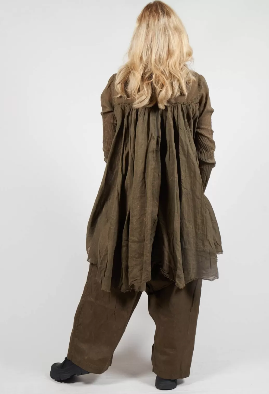 Dresses^Rundholz Dip Raw Edge Shirt Dress In Gold Khaki