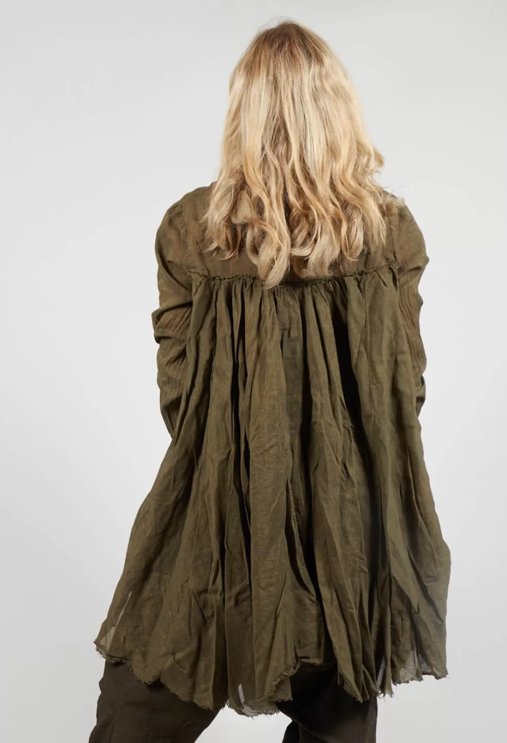 Dresses^Rundholz Dip Raw Edge Shirt Dress In Gold Olive