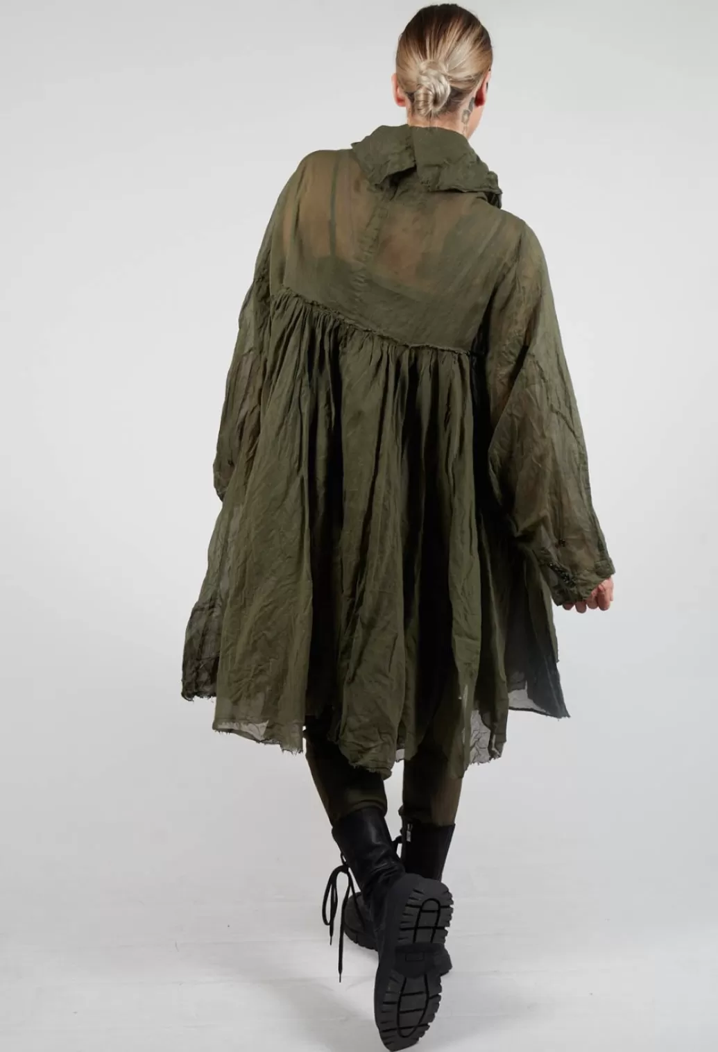 Dresses^Rundholz Dip Raw Hemmed Long Sleeved Shirt Dress In Olive