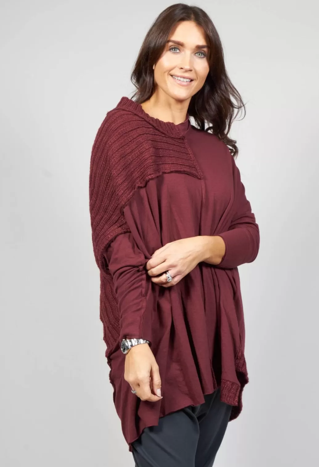 Jumpers^Rundholz Black Label Relaxed Fit Jumper With Rib Detail In Wine