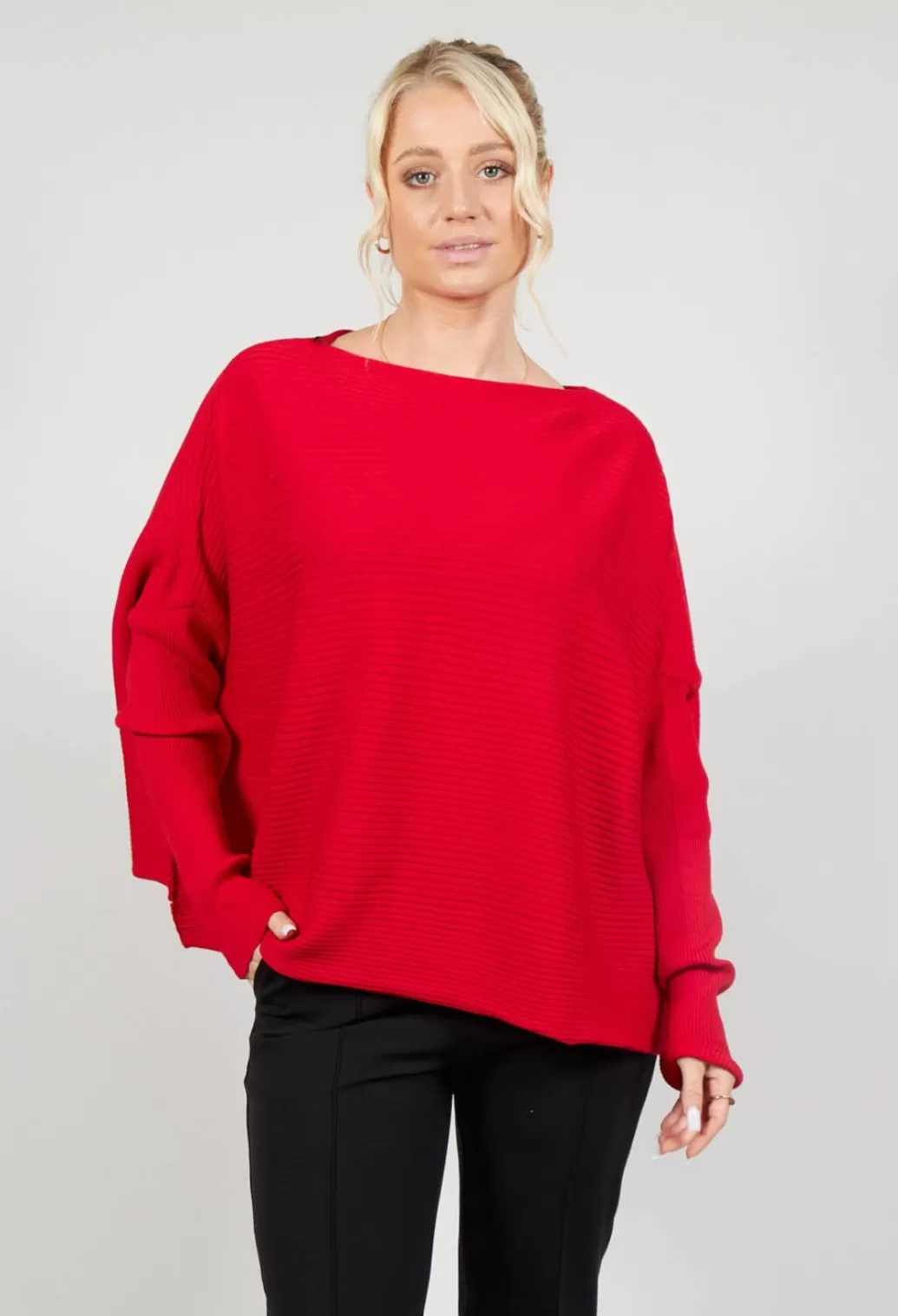 Jumpers^Philomena Christ Ribbed Drop Shoulder Jumper In Red