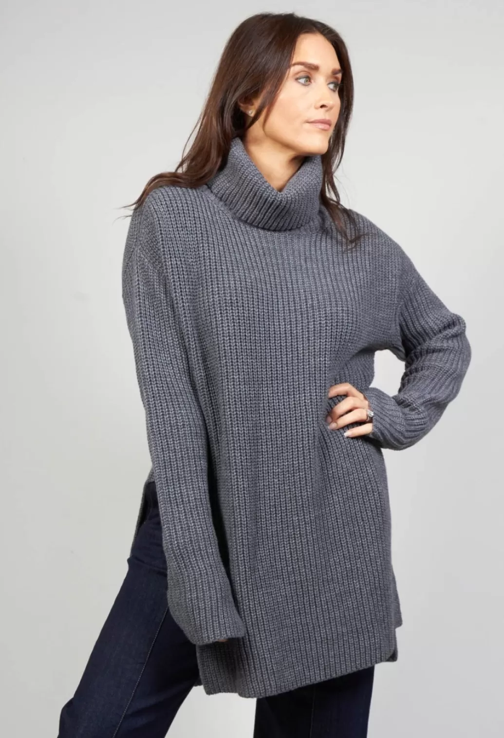 Knitwear^Malloni Ribbed Roll Neck Jumper In Asfalto