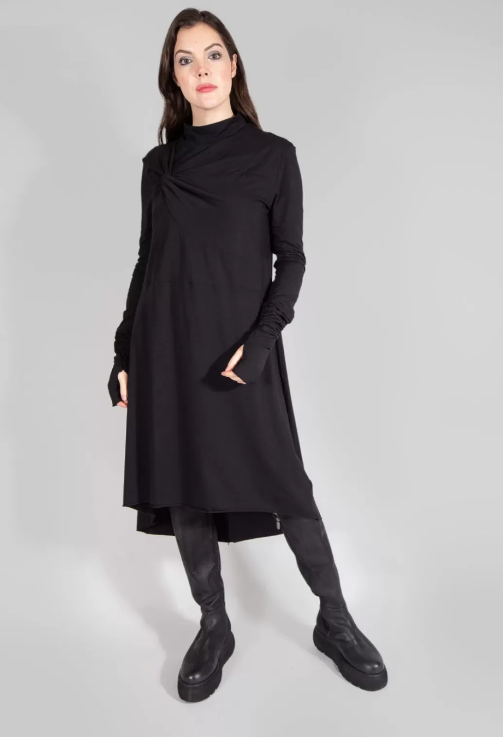 Dresses^Nostra Santissima Roll Neck Dress In Black With Ruched Feature