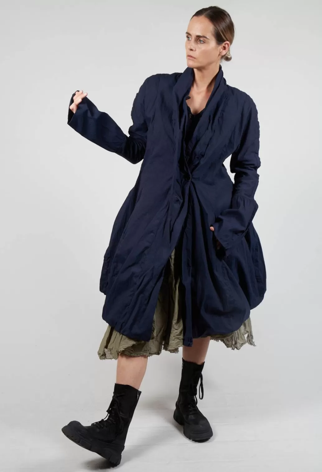 Coats^Rundholz Dip Ruched Fabric Collar Coat With Statement Sleeves In Grape