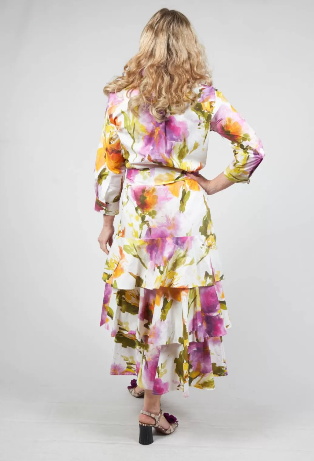 Dresses^Sara Roka Ruffled Maxi Dress In Watercolor Flowers
