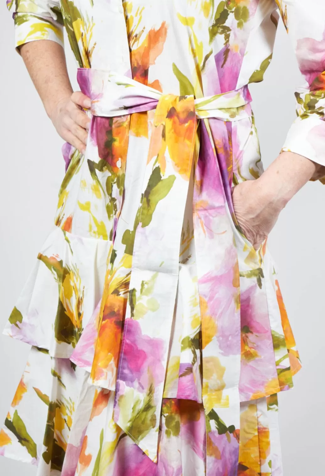 Dresses^Sara Roka Ruffled Maxi Dress In Watercolor Flowers