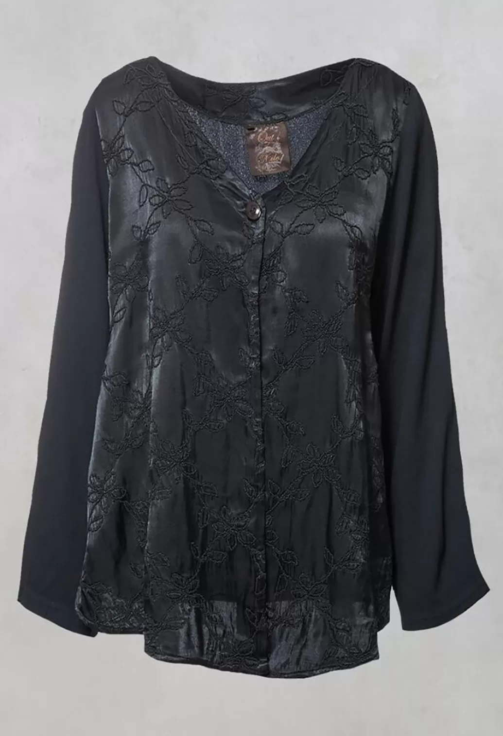 Jackets^Out of Xile Satin Front Jacket With Embroidery In Storm