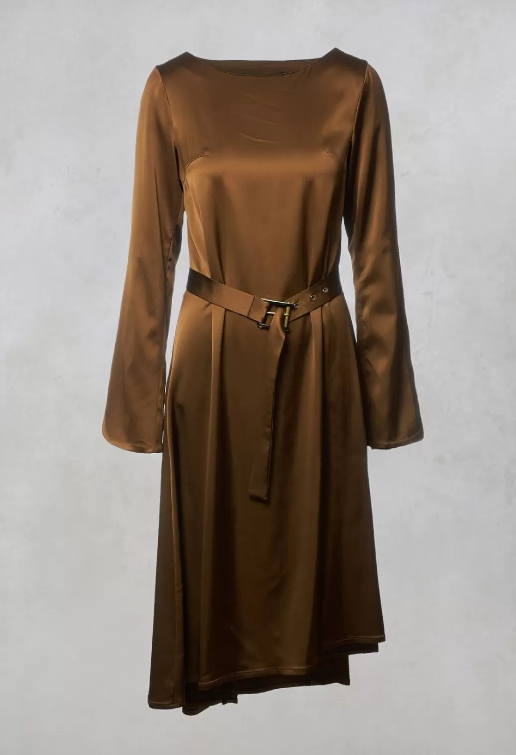 Dresses^Malloni Satin Midi Dress In Azzurrite Tobacco