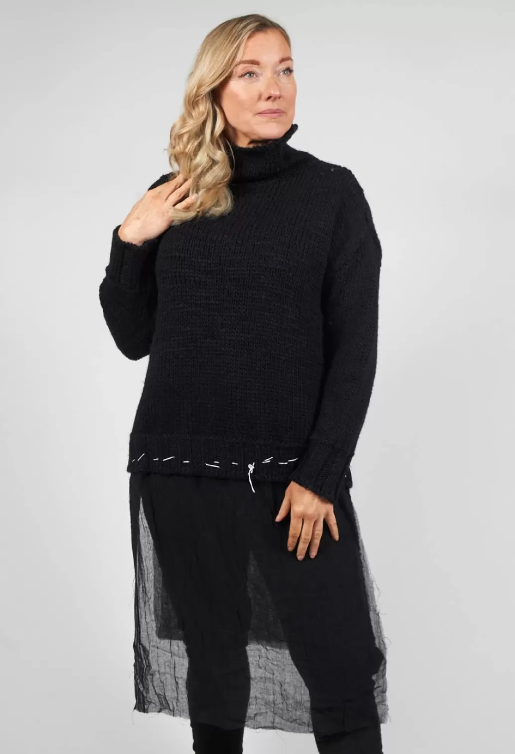 Jumpers^Un-namable Seamed Sweater With Gauze In Black