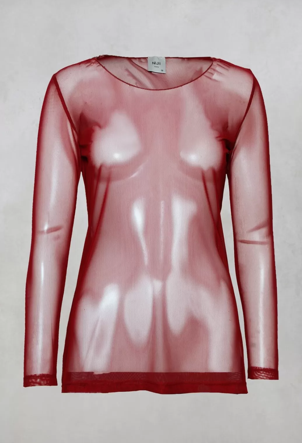 Shirts & Blouses^Nijii Sheer Jersey Top With Long Sleeves In Red