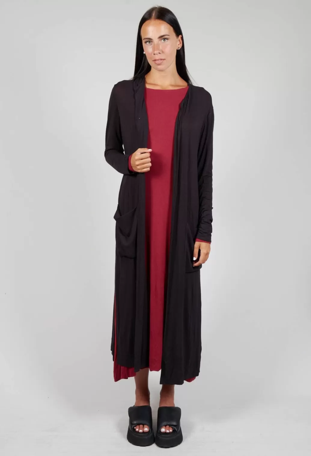 Coats^Anett Rostel Sheer Maxi Cardigan In Black