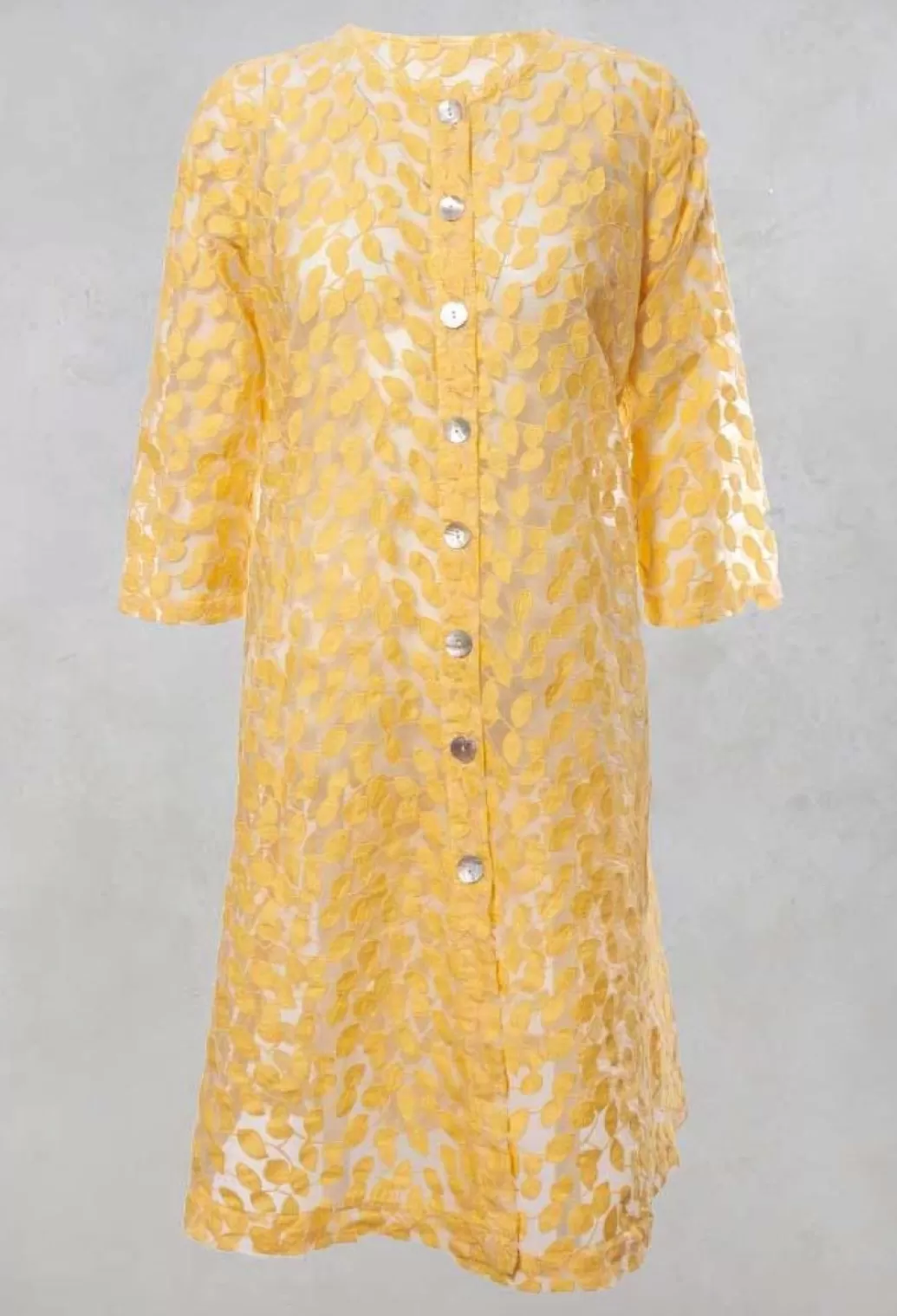 Coats^Out of Xile Sheer Printed Midi Coat With Button Front In Sorbet