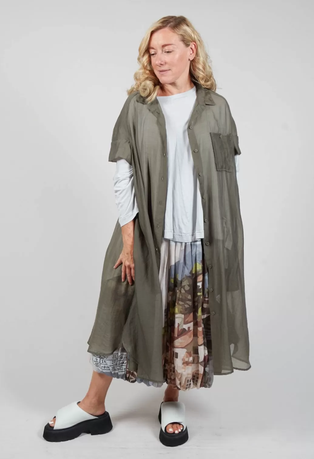 Dresses^Rundholz Black Label Sheer Shirt Dress In Olive