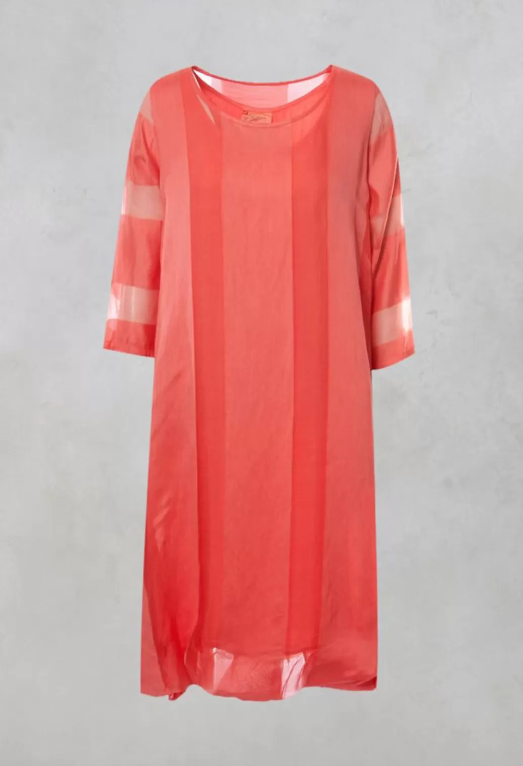 Dresses^Out of Xile Sheer Striped Dress With Slip In Tangerine