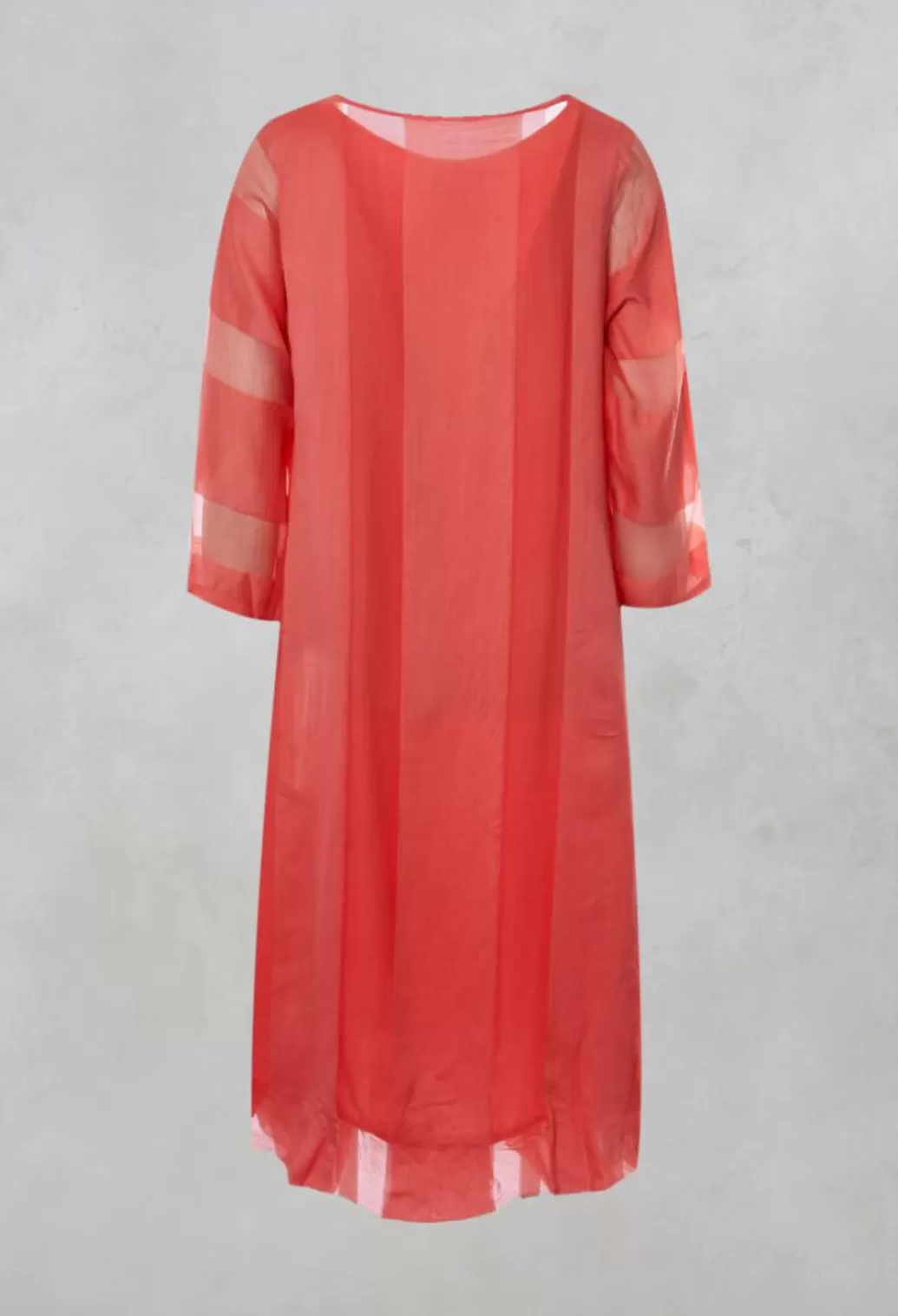 Dresses^Out of Xile Sheer Striped Dress With Slip In Tangerine