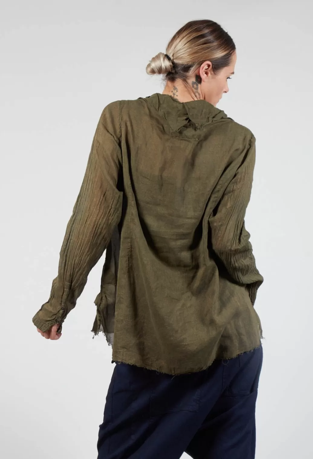 Dresses^Rundholz Dip Shimmer Button Up Blouse In Gold Olive