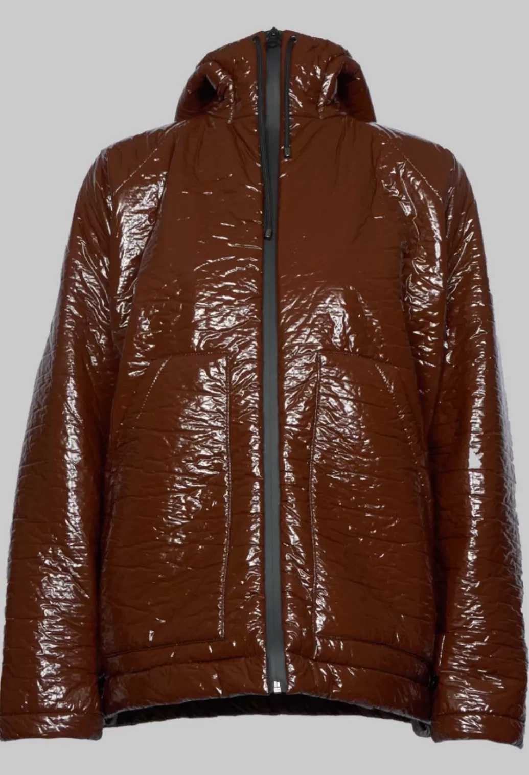 Jackets^Collectors Club Short A Line Jacket With Hood In Glossy Mahony