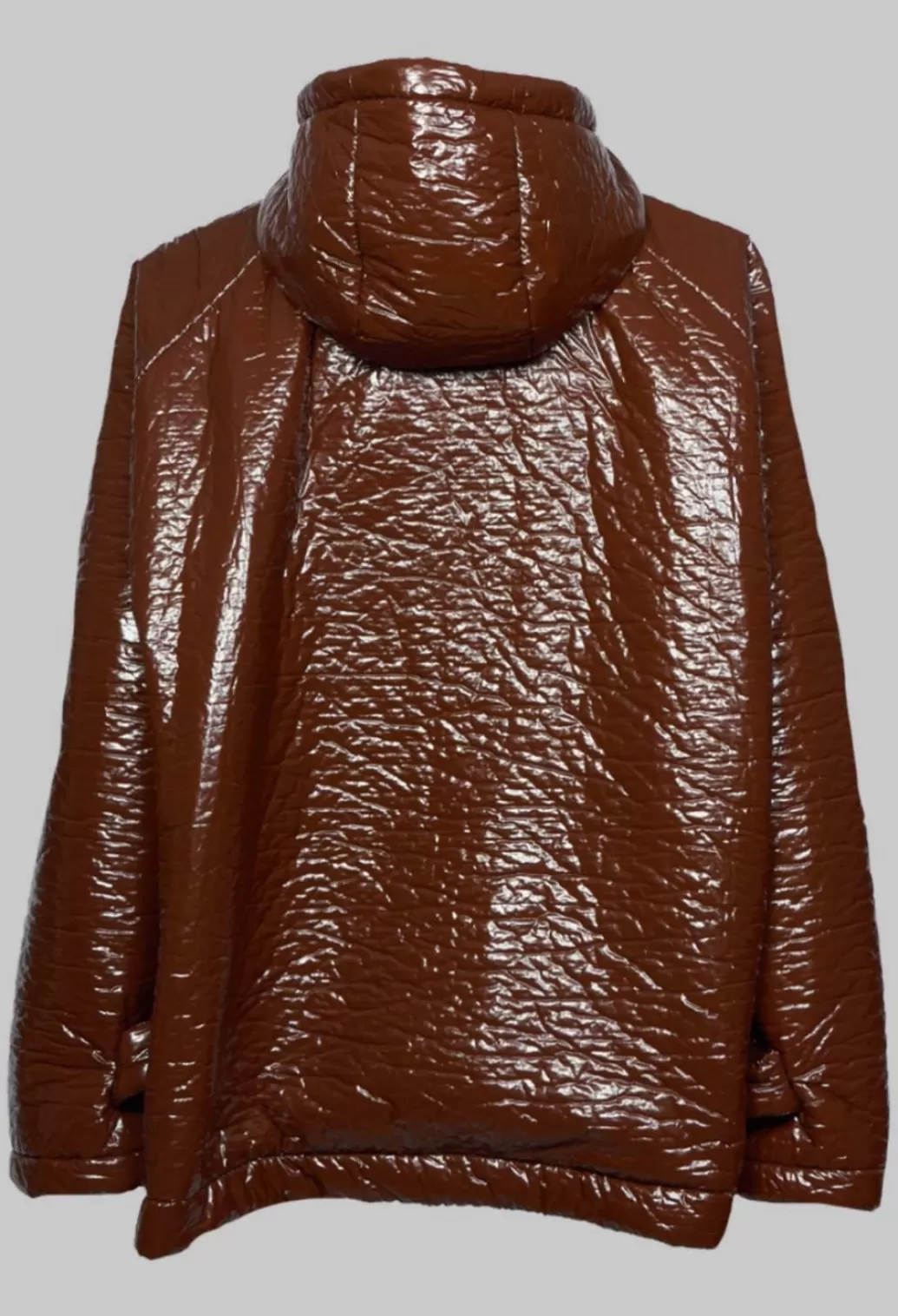 Jackets^Collectors Club Short A Line Jacket With Hood In Glossy Mahony