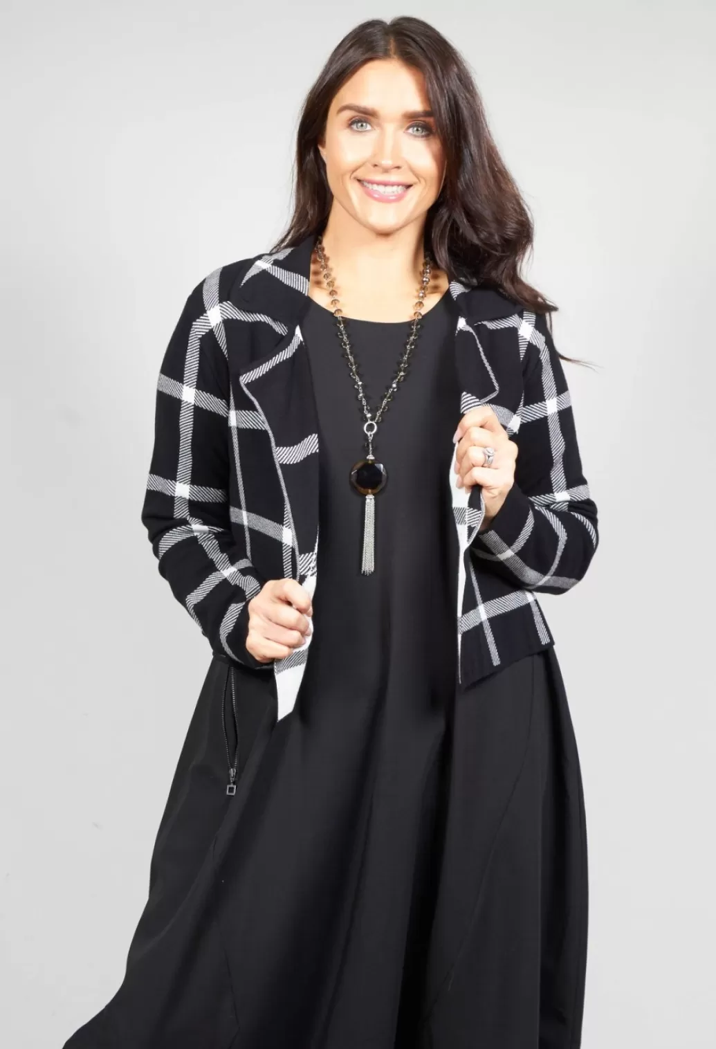 Cardigans^Sarah Pacini Short Cardigan With Check Design In Black