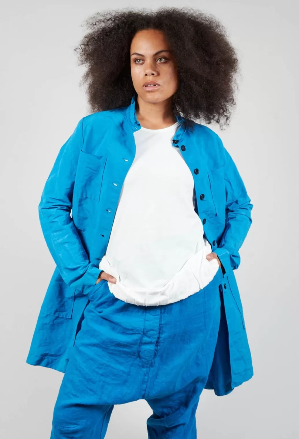 Coats^Rundholz Dip Short Length Coat With Pocket Features In Blue