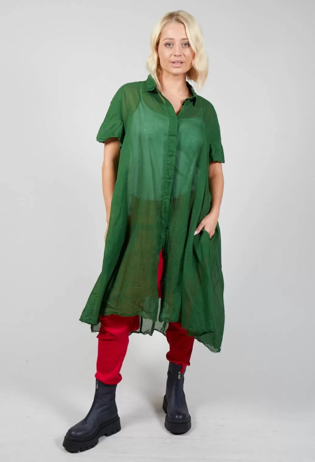 Dresses^Rundholz Dip Short Sleeve Shirt Dress In Green