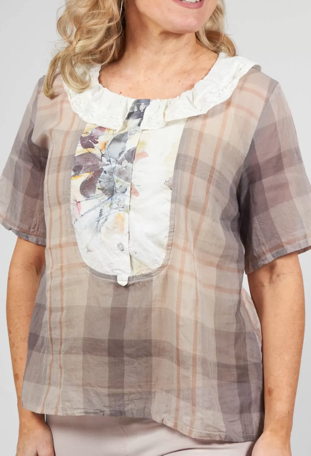 Shirts & Blouses^Ewa I Walla Short Sleeve Shirt With Check Print In Original